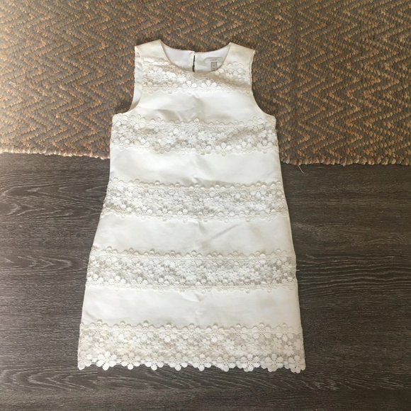 J. Crew | White Lace Striped Shift Dress (2) - Picture 2 of 6